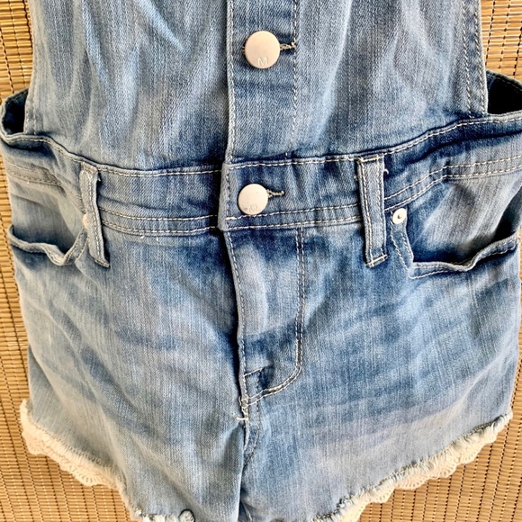 Mossimo Light Wash Lace Trim Shortalls from Target - Picture 5 of 10